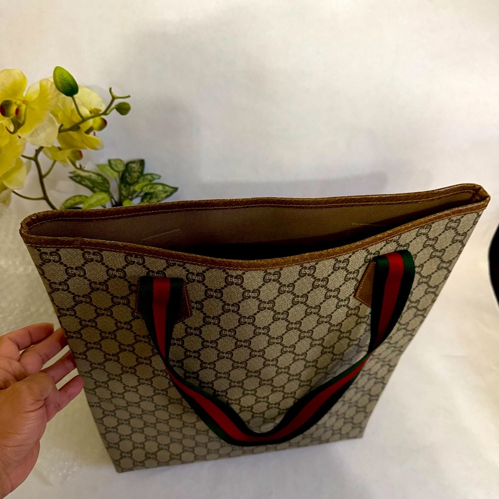 ‼️SOLD‼️Gucci Plus GG Supreme Ophidia Tote with Sherry Line Handles - Picture 9 of 10